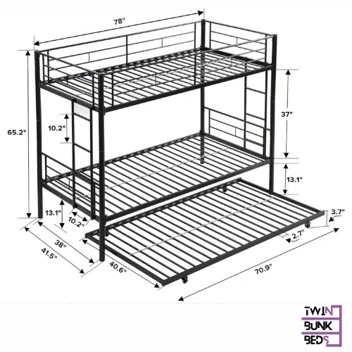 Convertible Triple Metal Bunk Bed