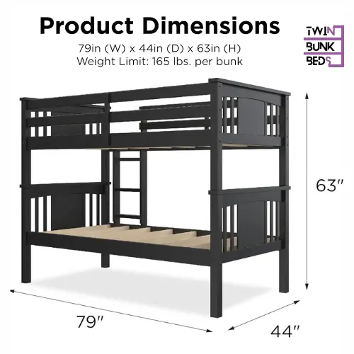 Twin Over Twin Wood Bunk Bed